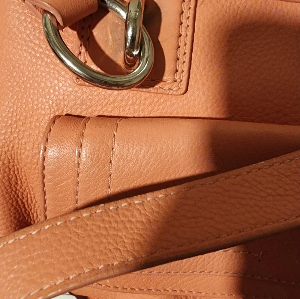 Coach Vintage Penelope Coral Peach Orange Leather Tote Bag